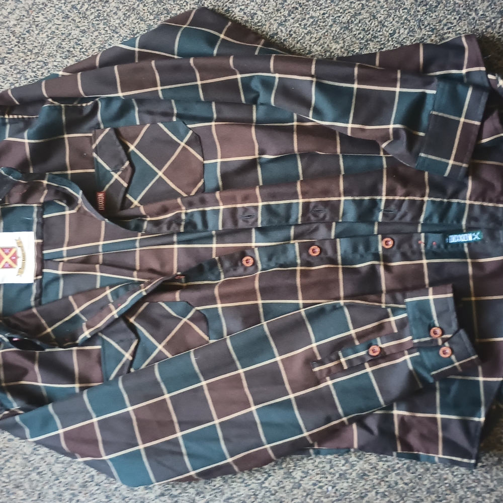 Men's Black and Brown Checkered Shirt